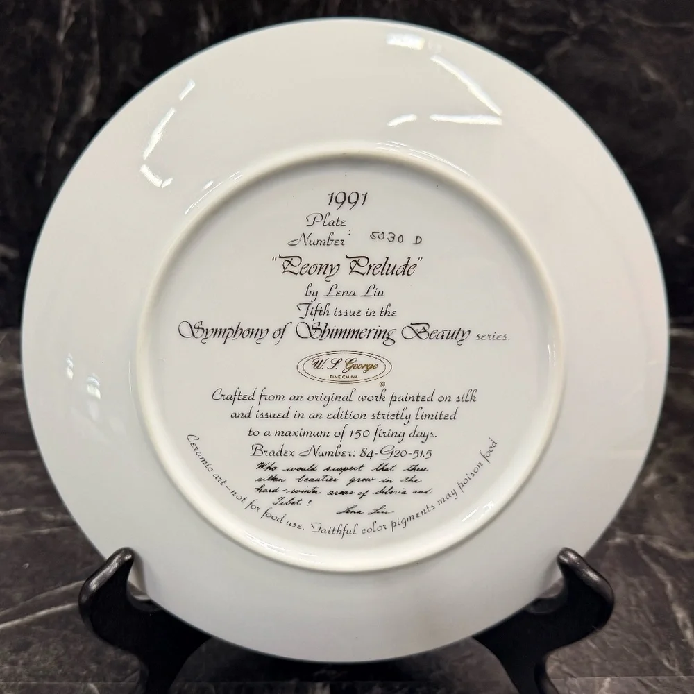 1991 W.L. George “Peony Prelude” Collector Plate